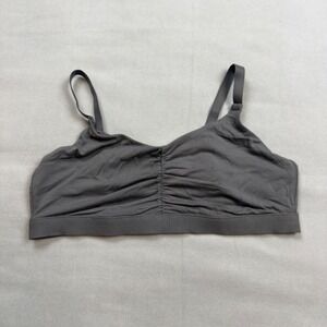 Quince Micromodal Bralette Charcoal Gray Wireless Adjustable Straps Size Lg NWOT
